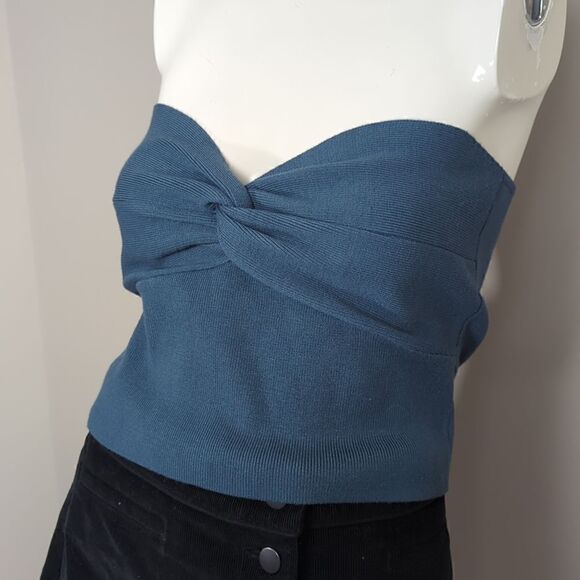 Dynamite tube top knit teal blue knot front sweetheart - Picture 4 of 5
